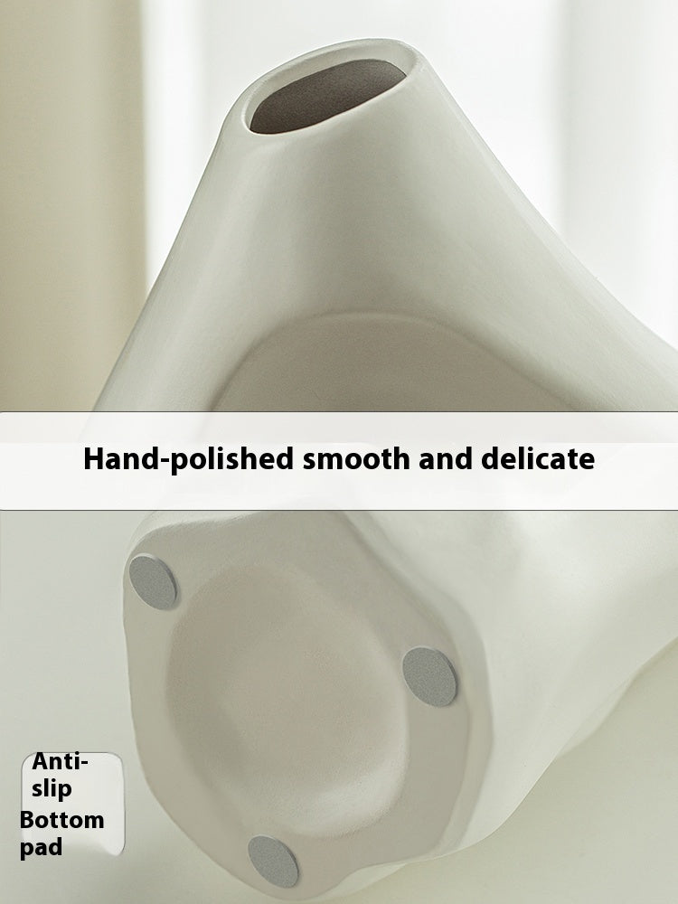 Vase Decoration Living Room Flower Arrangement Ceramic White Art Sculpture Decoration