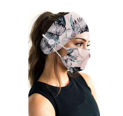Button headband mask headscarf hair accessory 2-piece set