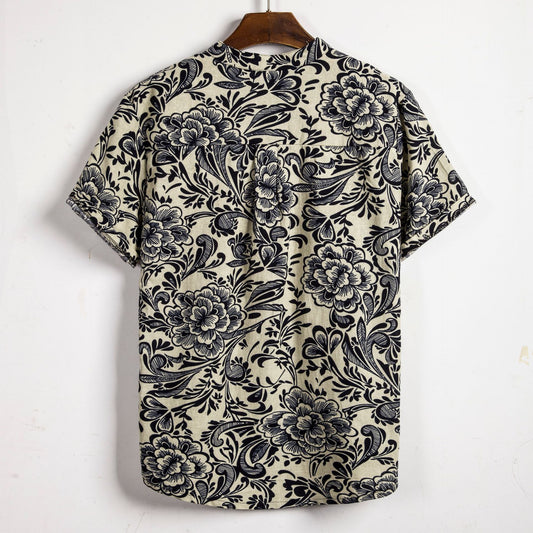 Men's plus size floral short sleeve shirt