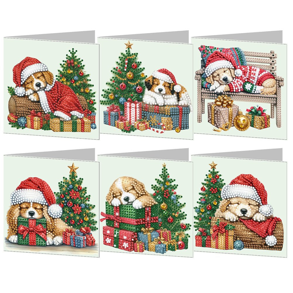 Christmas Style 6 Combination Puppy Style Handmade Greeting Cards