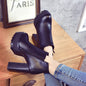 Women's Zipper Wicker Short Heel Martin Boots