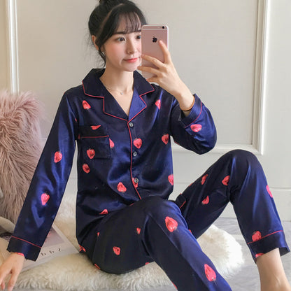 Plus Size Cardigan Lapel Ladies Pajamas Homewear