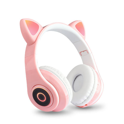 Cartoon Cat Ears 5.0 Bluetooth Headset Luminous Foldable Card Music