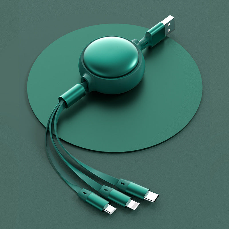 The Data Cable Is Suitable For Apple Android Type-c Three-in-one Silicone Telescopic Charging Cable