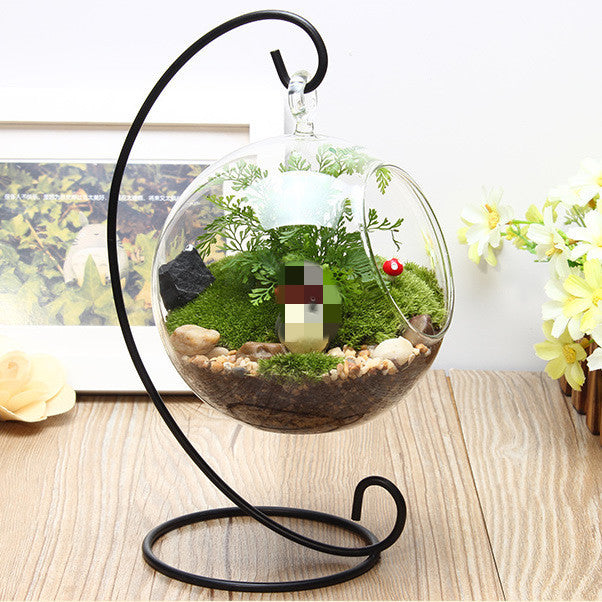 Hanging Iron Frame Glass Vase Creative