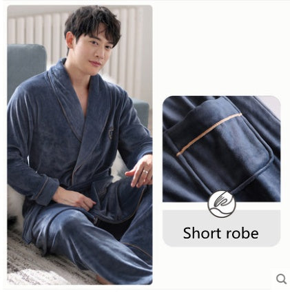 Burgundy island velvet fabric winter unisex flannel robe for men & women