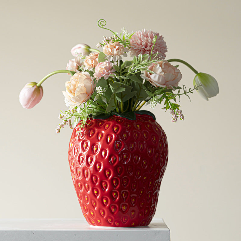 Good-looking Light Luxury Decoration Living Room Flower Arrangement Modern Strawberry Vase Ceramic