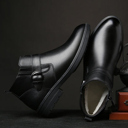 Plush cowhide cotton shoes business boots leather shoes