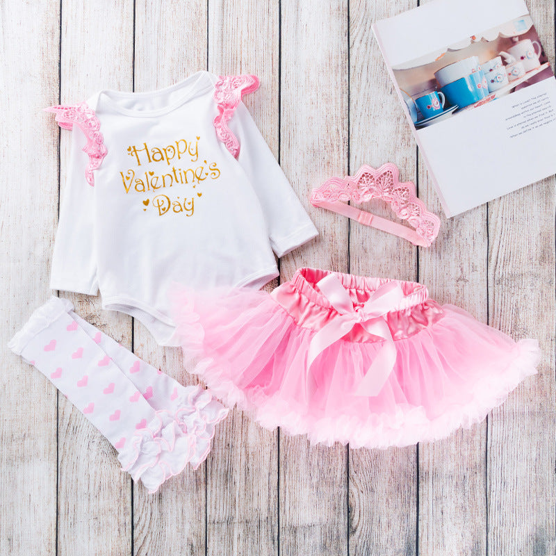 Crown Romper Puff Skirt Suit Long Sleeve Wing Romper Skirt