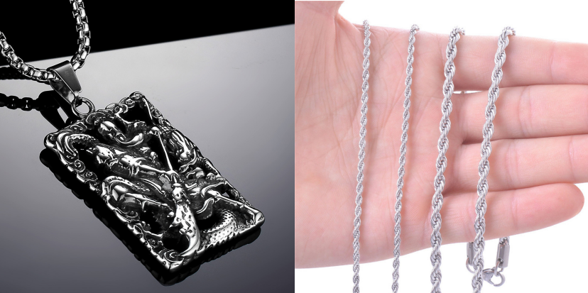 Titanium steel lace relief Guan Gong pendant pendant