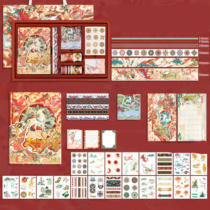 Ancient Style Hand Book Tape Stickers Sticky Notes Gift Box