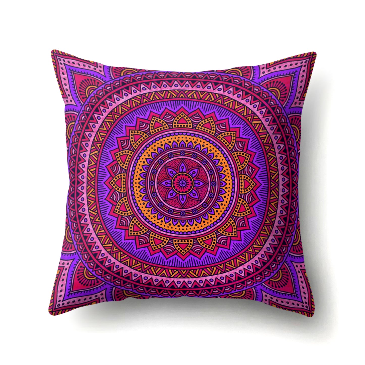 Mandala textured peach velvet pillow