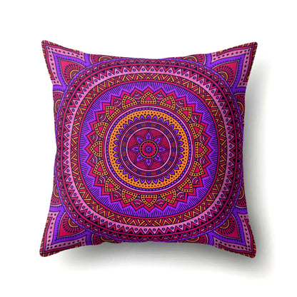 Mandala textured peach velvet pillow