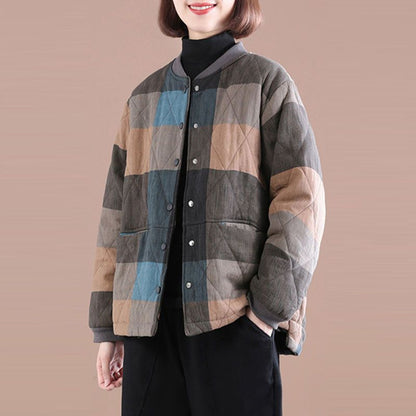 Plus Size Casual Plaid Stitching Retro Little Clothes