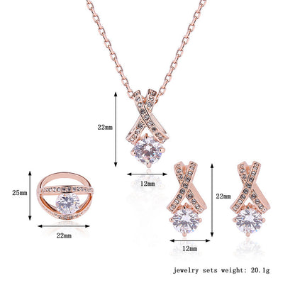 Creative Fashion Personality Simple Diamond Jewelry 3pcs