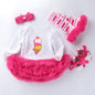 Infant Long Sleeve Cotton Rose Red For Girl Yarn Dress