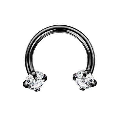 Round Zircon Horseshoe C Bar Nose Ring