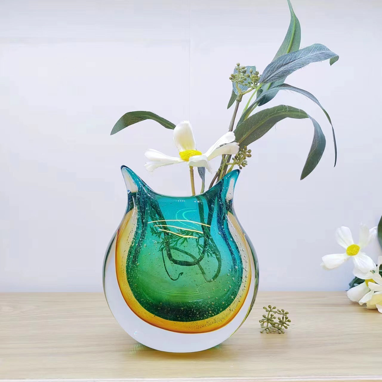 Two Colors Reflection Glass Vase Decoration