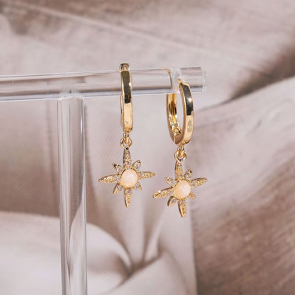 Octopus Earrings Opal Zircon Stars