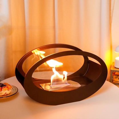 Oval Desktop Fireplace Ethanol Burning Atmosphere Decoration Outdoor Portable Alcohol Stove