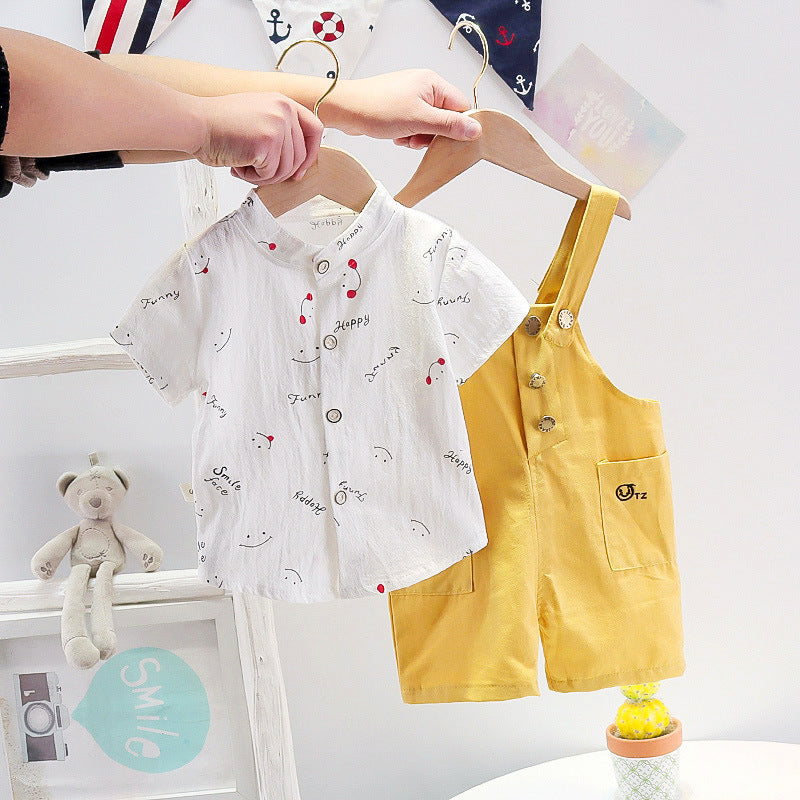 Ins Cute Print Smiley Face Strap Set Children's Set