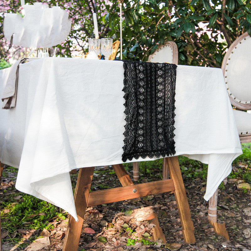 Pastoral Woven Table Runner Lace Retro Hollow Placemat