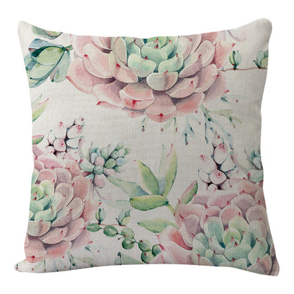 Flowers And Birds Flowers Flax Pillow Car And Sofa Cushion Lumbar Pillow