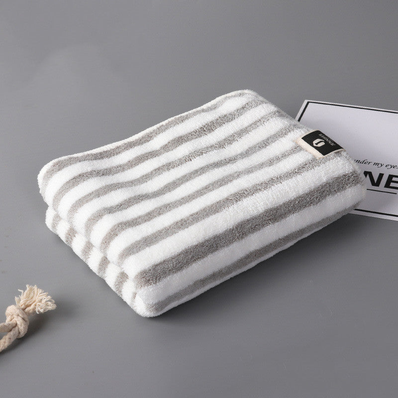 Fashion Coral Fleece Striped Towel Absorbent