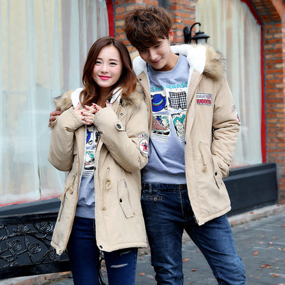 Fur collar plus size thick long padded coat