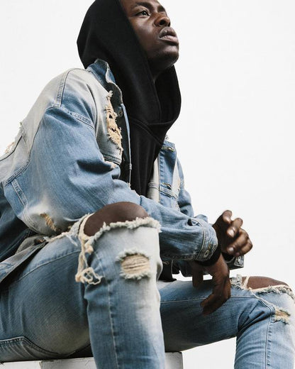 Street men's knee-skinned jeans