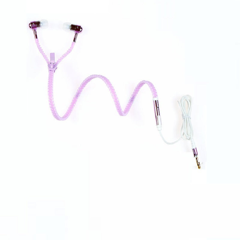 Luminous Metal Zipper Headphones With Microphone
