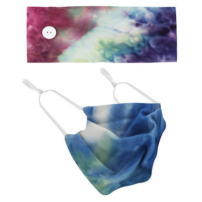 Button headband mask headscarf hair accessory 2-piece set