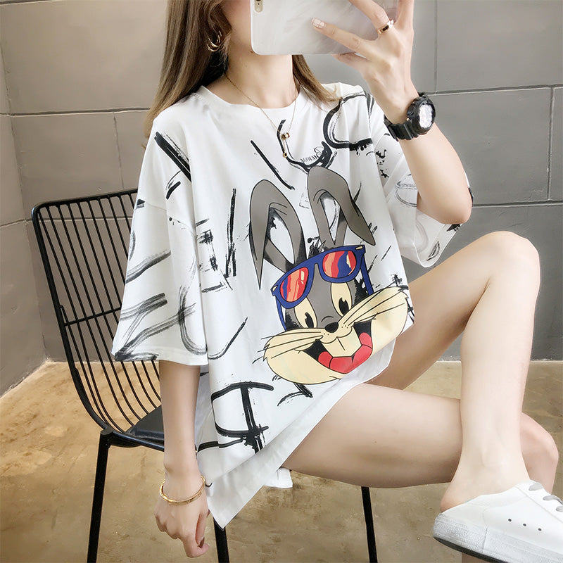 Loose plus size rabbit T-shirt