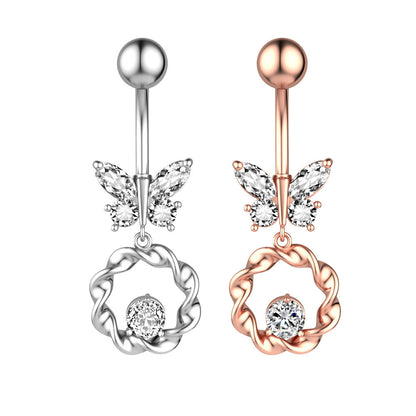 New Butterfly Zircon Belly Button Ring Belly Button Piercing Jewelry