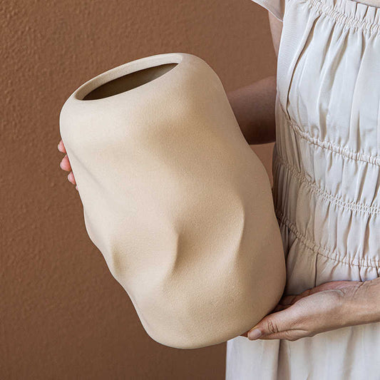 Frosted Ceramic Decoration Green Plant Dried Flower Vase Slightly Flaw