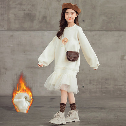 Sweet Performance Dress For Big Girl In Western-style Net Gauze Long Skirt