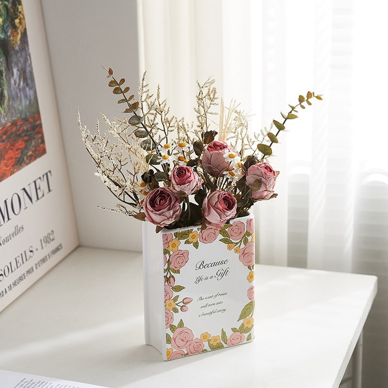 Creative Modern And Simple Ceramic Book Vase Decoration Crafts