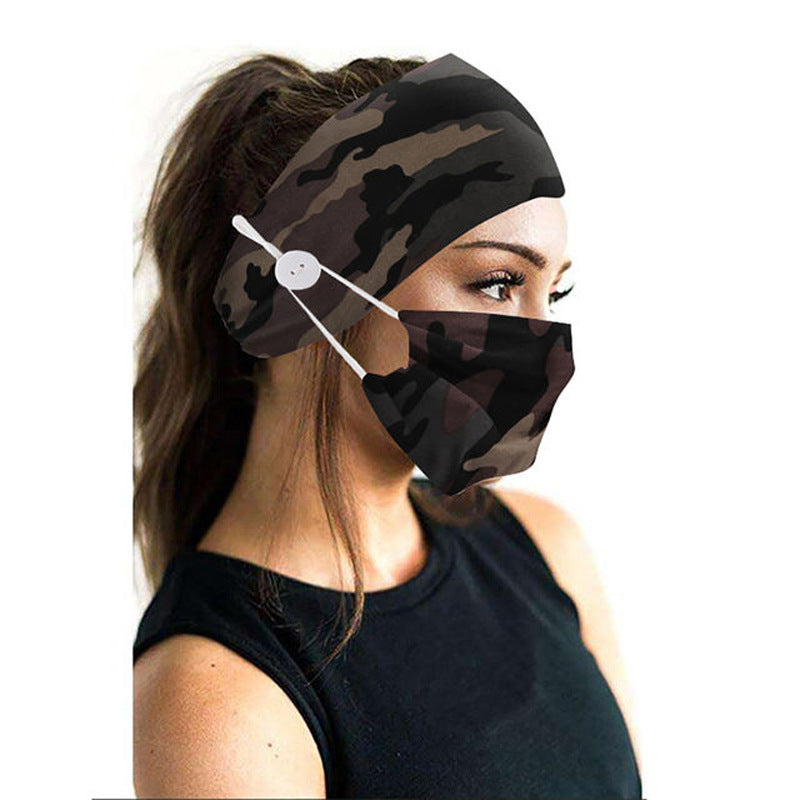 Button headband mask headscarf hair accessory 2-piece set