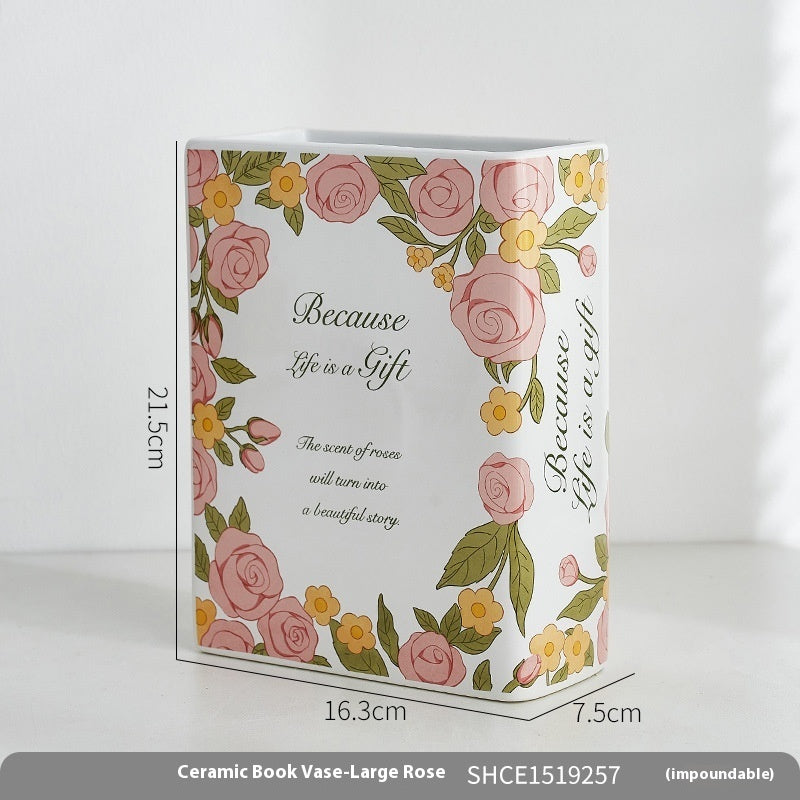 Creative Modern And Simple Ceramic Book Vase Decoration Crafts