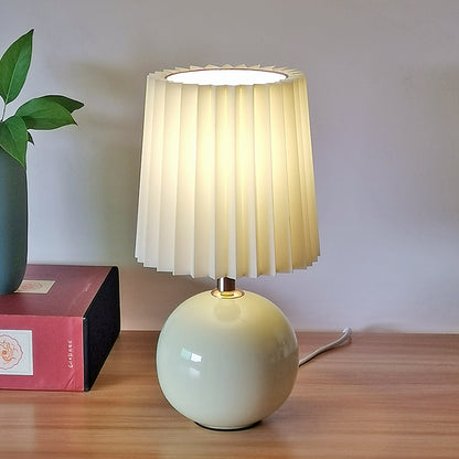Ceramic White Pleated Milkshake Small Table Lamp