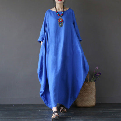 Loose Plus Size Cotton And Linen Long Dress