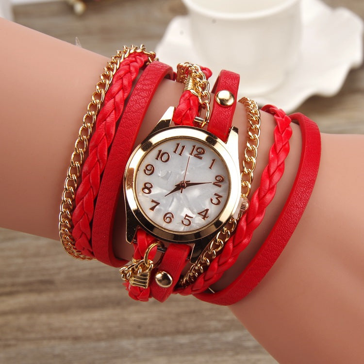 PU leather winding bracelet watch rope table