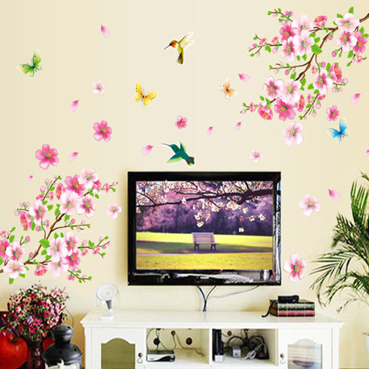 Branch Bird Living Room Glass TV Background Sticker