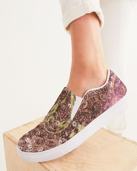 BEAUTIFUL PURPLE GITTER DESIGN CREATED BY FLIPSTYLEZ Women's Slip-On Canvas Shoe