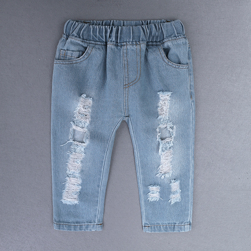 Boy's Long-sleeved Plaid Shirt Denim Trousers Three-piece Set