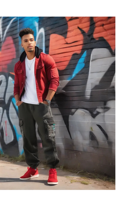 Men's Black Urban Style Street Retro Tooling Loose Plus Size Pants