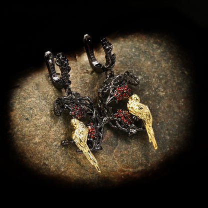 Plant Animal Parrot Closed Ring Plated Two-color