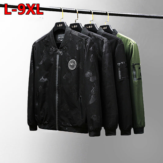 BLACK  Plus Size Loose Clothes Men's Stand-up Collar Jacket