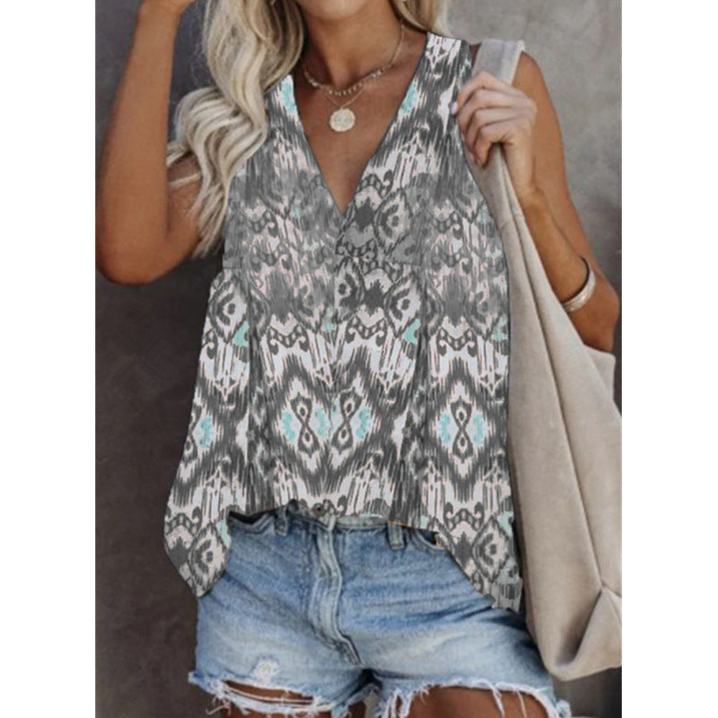 Sleeveless Printed T-shirt Plus Size Vest