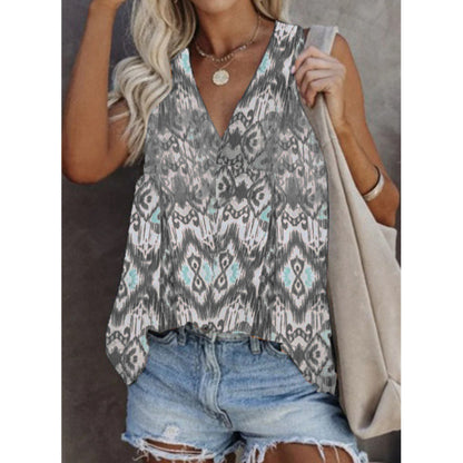 Sleeveless Printed T-shirt Plus Size Vest